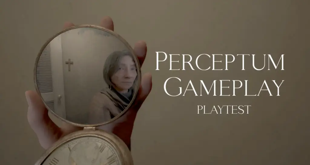 gameplay de Perceptum mostrando o espelho que revela elementos ocultos no ambiente